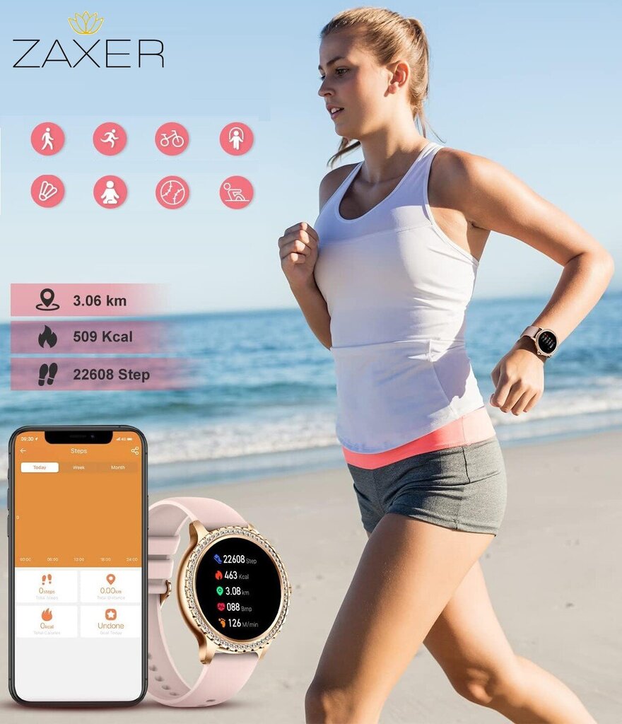 Zaxer Smartwatch ZI58 auksinis kaina ir informacija | Išmanieji laikrodžiai (smartwatch) | pigu.lt