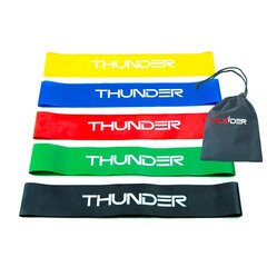 Pasipriešinimo gumų rinkinys Thunder Mini Band, 5 vnt, įvairų spalvų kaina ir informacija | Pasipriešinimo gumos, žiedai | pigu.lt