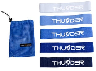 Pasipriešinimo gumos Thunder Mini Hip Band, 5 vnt, mėlynos цена и информация | Фитнес-резинки, гимнастические кольца | pigu.lt