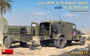 Klijuojamas modelis MiniArt 35418 US Army K-51 Radio Truck w/K-52 Trailer Interior Kit 1/35 цена и информация | Склеиваемые модели | pigu.lt
