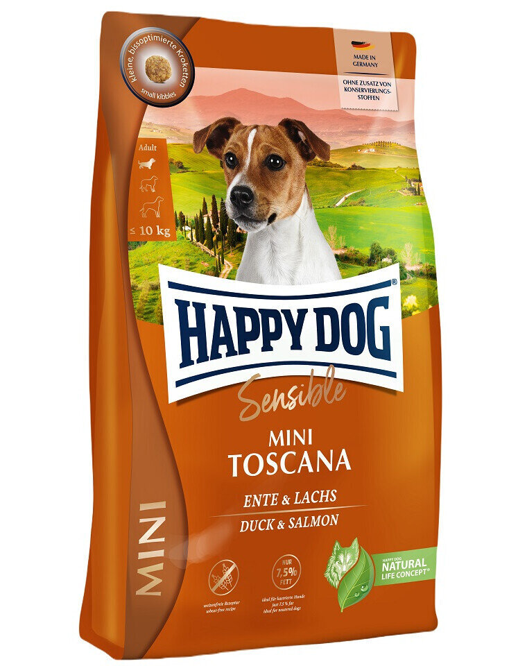 Happy DOg Sensible Mini Toscana mažų veislių šunims su antiena ir lašiša, 10kg цена и информация | Sausas maistas šunims | pigu.lt