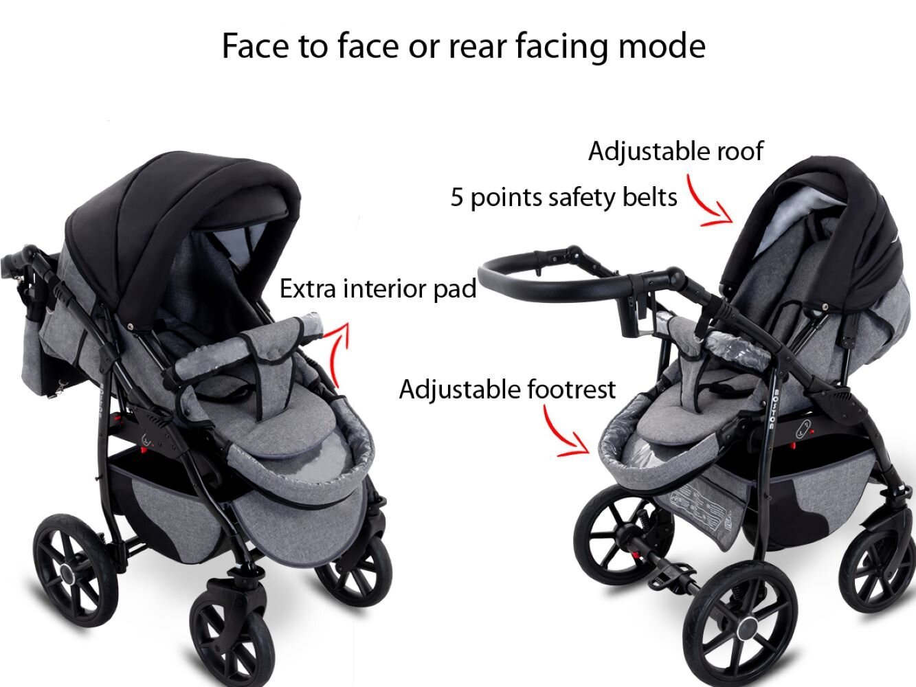 Universalus vežimėlis 3 in 1 GaGaDumi Boston Travel System, kreminis цена и информация | Vežimėliai | pigu.lt