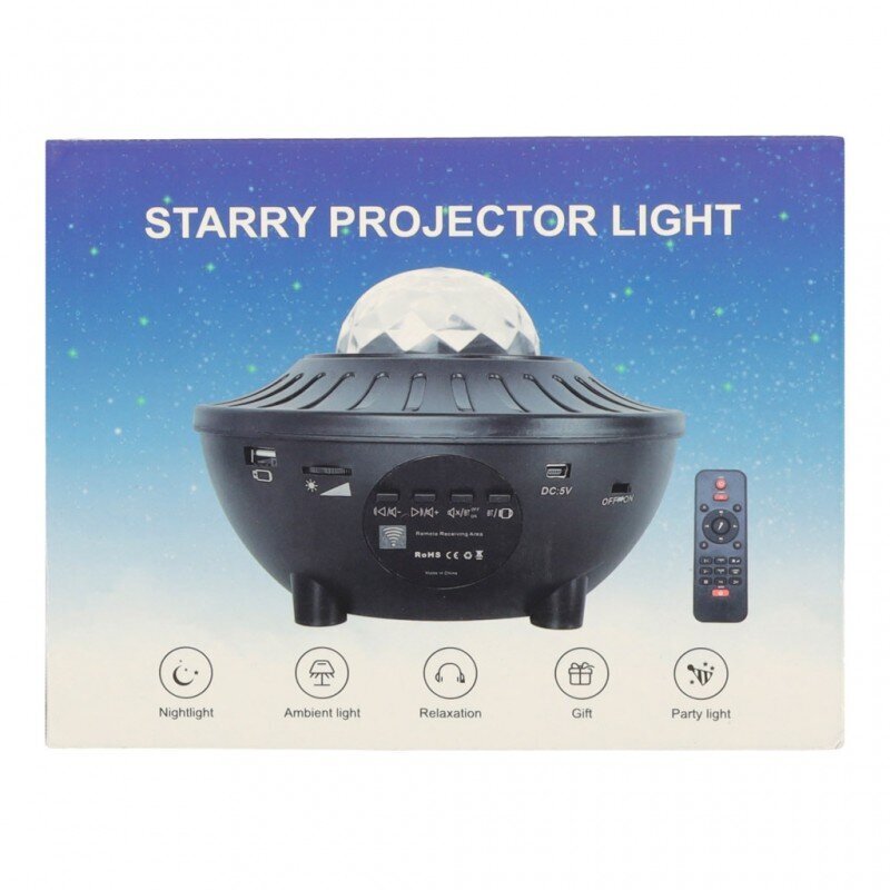 LED žvaigždžių projektorius, juodas цена и информация | Dekoracijos šventėms | pigu.lt