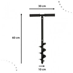 Spiralinis rankinis sodo grąžtas sodinimui kasti 60x10cm цена и информация | Садовые инструменты | pigu.lt