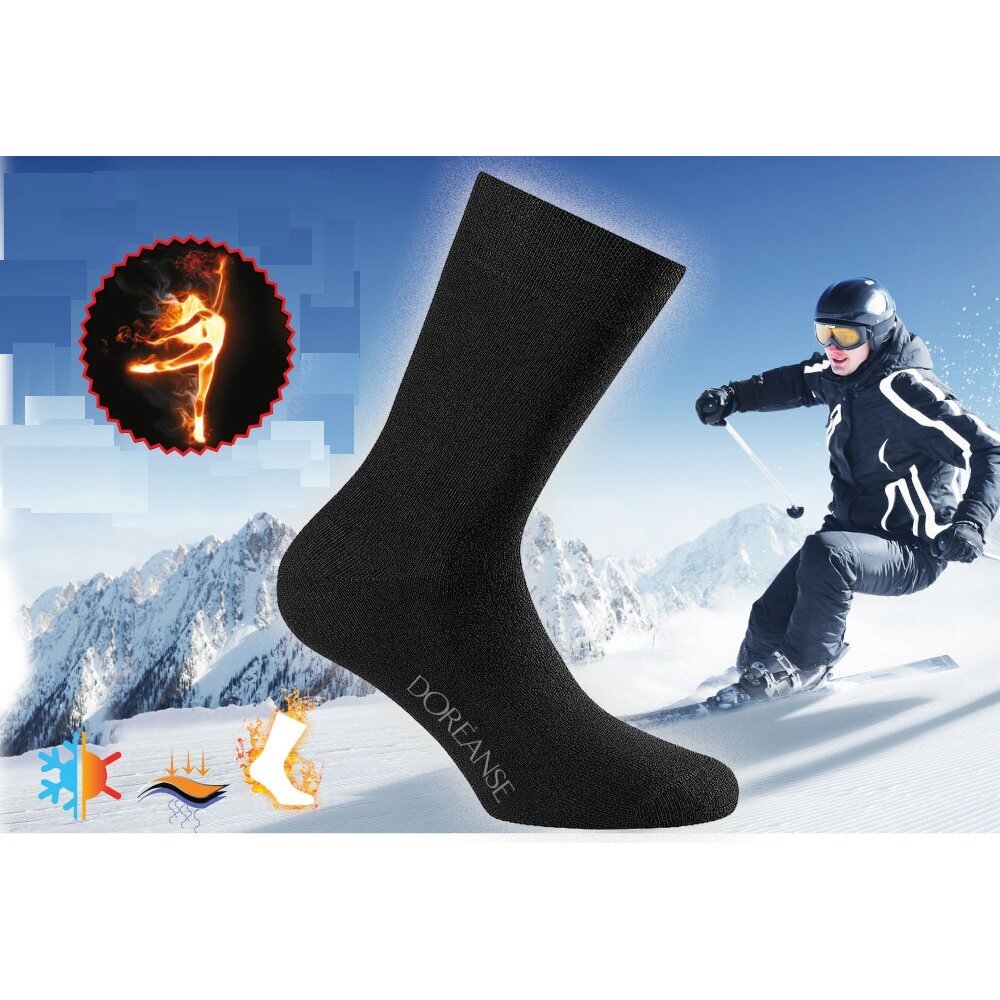 Termo kojinės unisex Thermal Doreanse 750d, juodos, 2 poros цена и информация | Vyriški termo apatiniai | pigu.lt