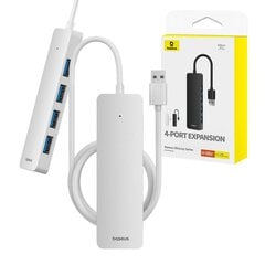 4in1 Hub Baseus  UltraJoy Lite USB-A to USB 3.0 1m (white) цена и информация | Адаптеры, USB-разветвители | pigu.lt