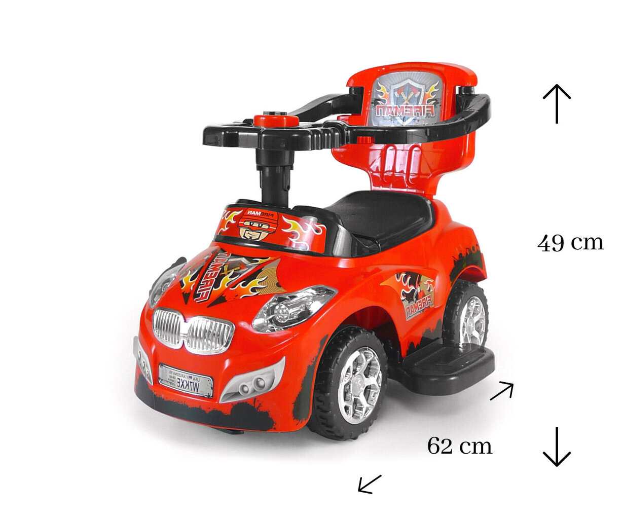 Paspiriamas automobilis vaikams, su rankena, Happy Milly Mally, raudonas kaina ir informacija | Žaislai kūdikiams | pigu.lt