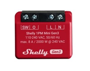 Умное Wi-Fi Bluetooth реле Shelly 1PM Mini Gen3 цена и информация | Системы безопасности, контроллеры | pigu.lt