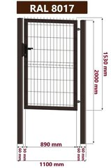 Segmentiniai varteliai 1000x1530 mm, rudi kaina ir informacija | Tvoros ir jų priedai | pigu.lt