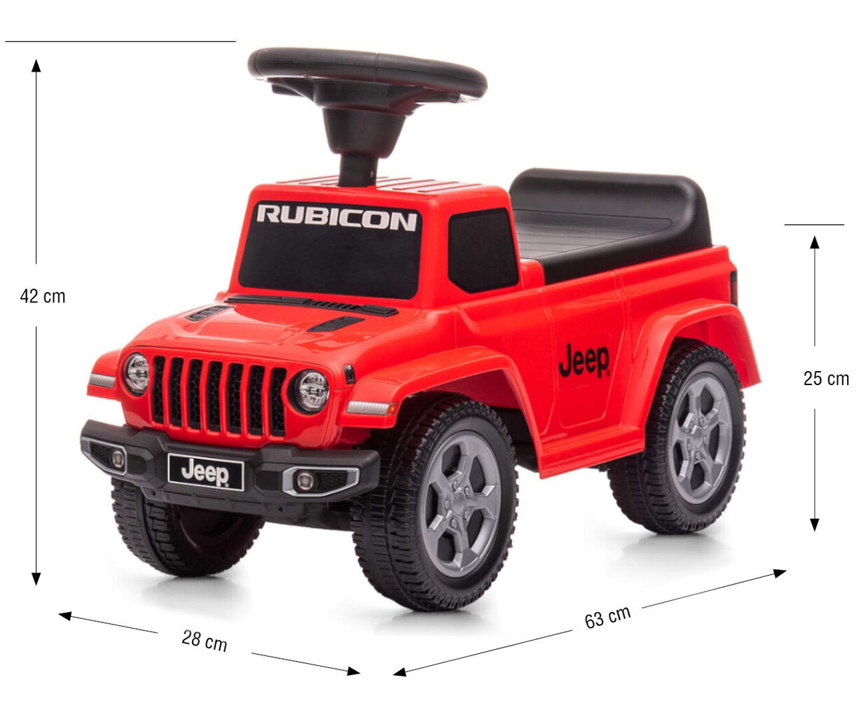 Paspiriamas automobilis vaikams Jeep Rubicon Gladiator, juodas/raudonas kaina ir informacija | Žaislai kūdikiams | pigu.lt