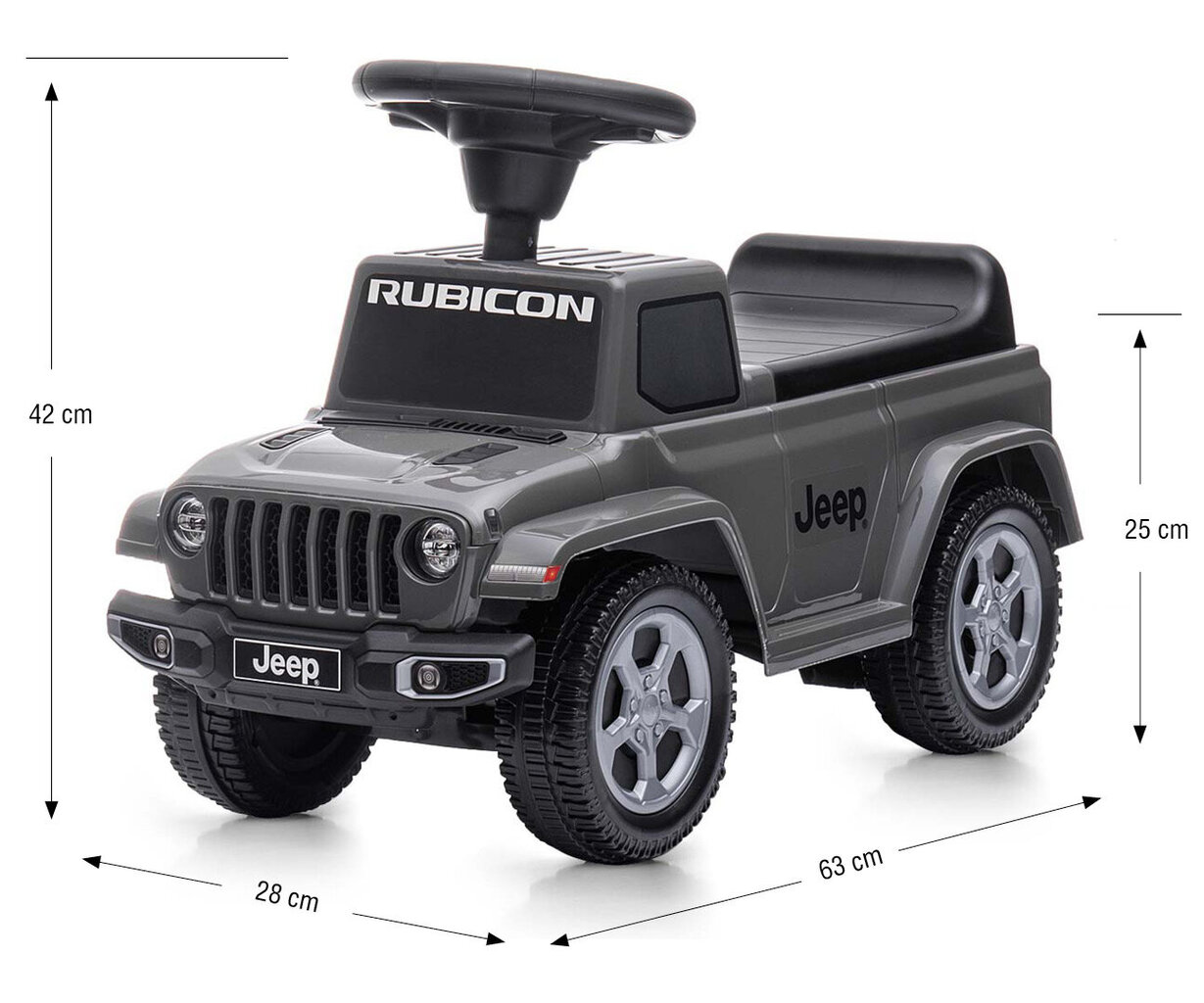 Paspiriamas automobilis vaikams Jeep Rubicon Gladiator, juodas kaina ir informacija | Žaislai kūdikiams | pigu.lt
