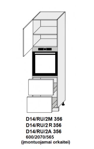 Pastatoma spintelė Carrini D14 RU 2A 356, dešininė, balta kaina ir informacija | Virtuvinės spintelės | pigu.lt