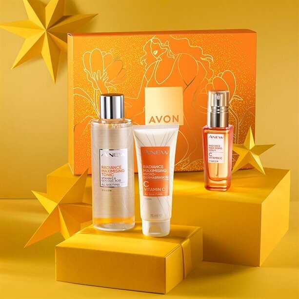 Veido priežiūros rinkinys su vitaminu C Avon Anew: serumas 30 ml, tonikas 200 ml, šveitiklis, 75 ml kaina ir informacija | Veido aliejai, serumai | pigu.lt