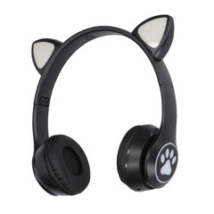 Extralink Kids Cat-Ear Wireless Headphones Black | Беспроводные наушники | Bluetooth 5.0, RGB подсветка цена и информация | Наушники | pigu.lt