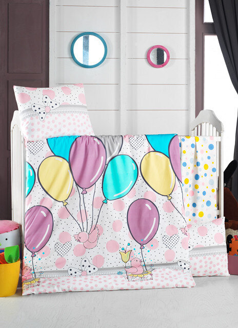 Patik vaikiškas patalynės komplektas Balloons, 100x150, 4 dalių kaina ir informacija | Patalynė kūdikiams, vaikams | pigu.lt