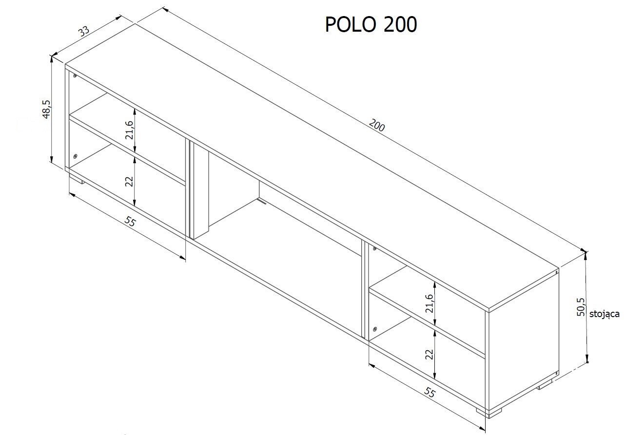 TV staliukas Cama Meble RTV Polo, juodas цена и информация | TV staliukai | pigu.lt