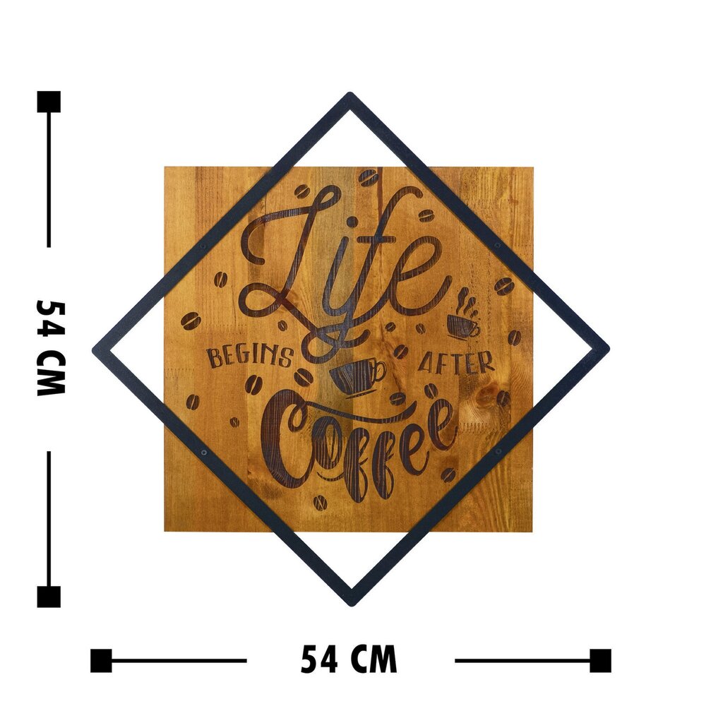 Pakabinama dekoracija Life Begins After Coffee 54 cm цена и информация | Interjero detalės | pigu.lt