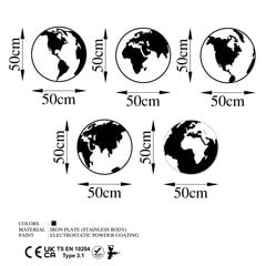 Wallity metalinė sienų dekoracija World map 2, 5 vnt цена и информация | Детали интерьера | pigu.lt