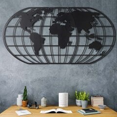 Wallity metalinė sienų dekoracija World map globe, 60 cm kaina ir informacija | Interjero detalės | pigu.lt