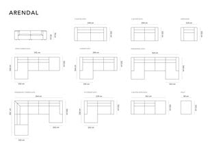 Kairinė sofa Cosmopolitan Design Arendal, pilka kaina ir informacija | Sofos | pigu.lt