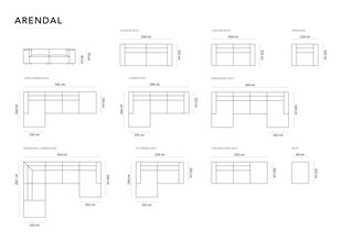 Kairinė sofa Cosmopolitan Design Arendal, pilka цена и информация | Диваны | pigu.lt