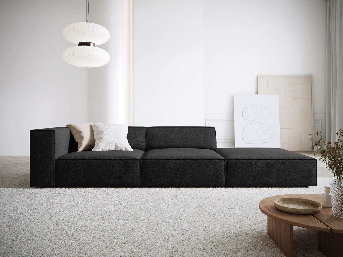 Dešininė sofa Cosmopolitan Design Arendal, juoda kaina ir informacija | Sofos | pigu.lt