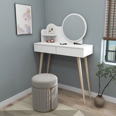 Столик для макияжа Asir, 132,2х90х35 см, белый цена и информация | Туалетные столики | pigu.lt