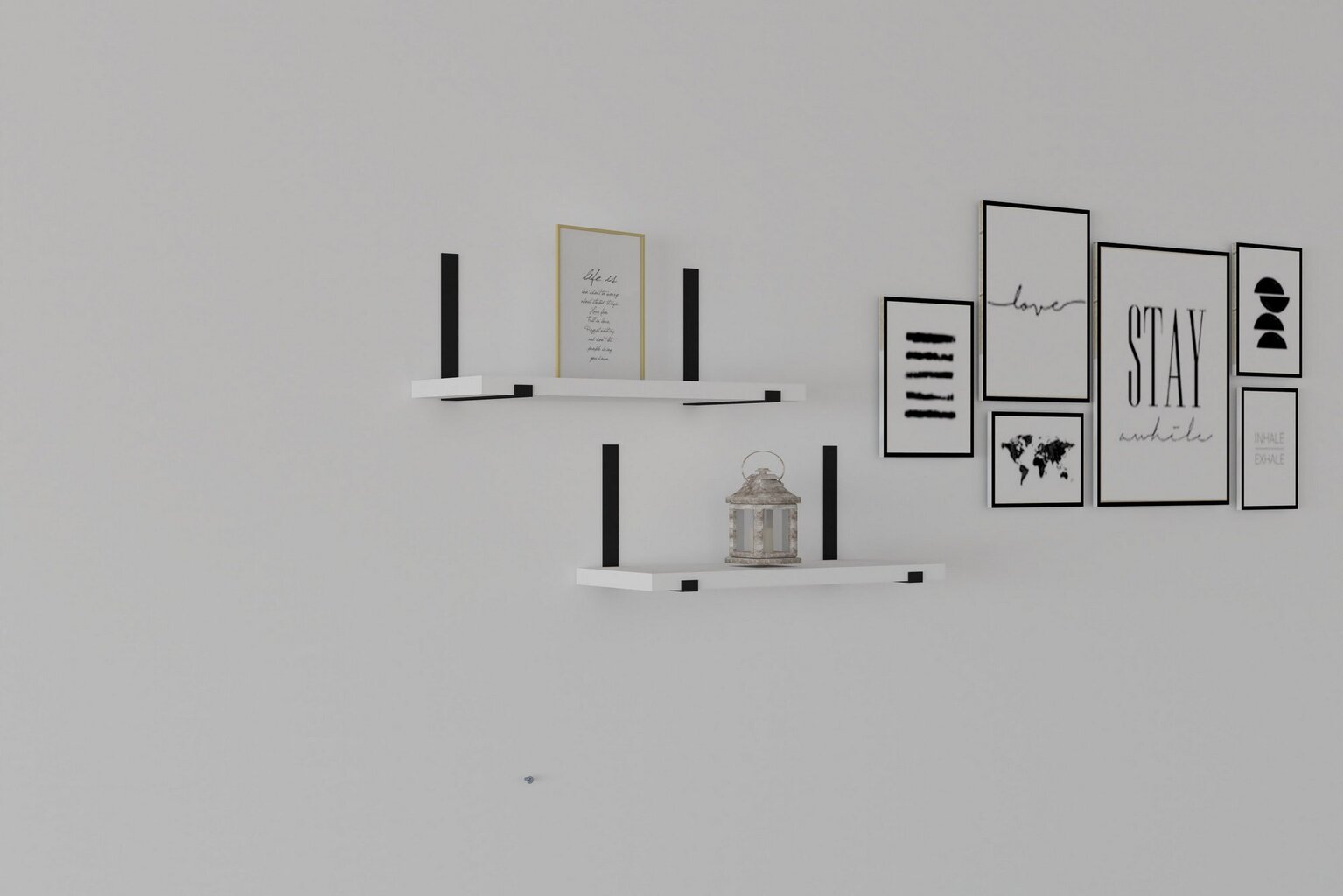Sieninė lentyna Asir, 40x15 cm, balta цена и информация | Lentynos | pigu.lt