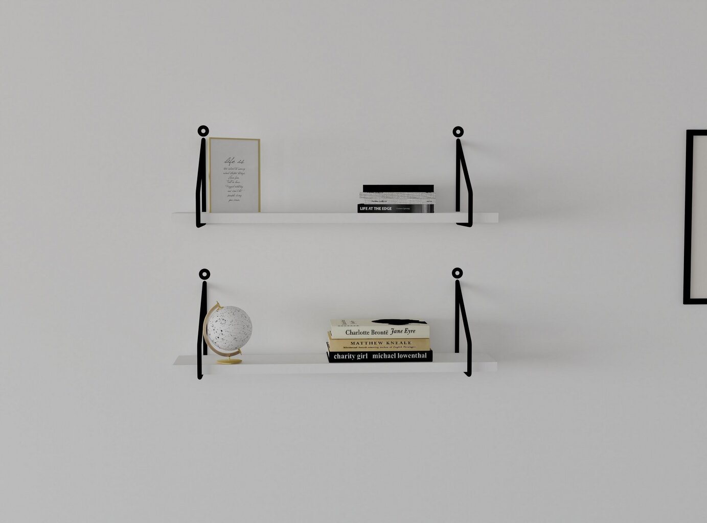 Sieninė lentyna Asir, 60x12 cm, balta kaina ir informacija | Lentynos | pigu.lt