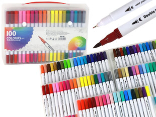 Spalvotų rašiklių rinkinys lagamine, 100 vnt. kaina ir informacija | Piešimo, tapybos, lipdymo reikmenys | pigu.lt