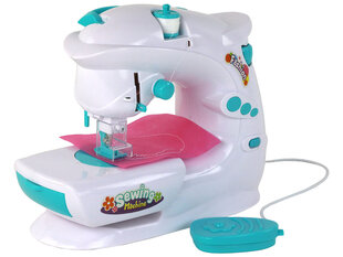 Vaikiška realiai veikianti siuvimo mašina Lean Toys, balta/žalia kaina ir informacija | Žaislai mergaitėms | pigu.lt