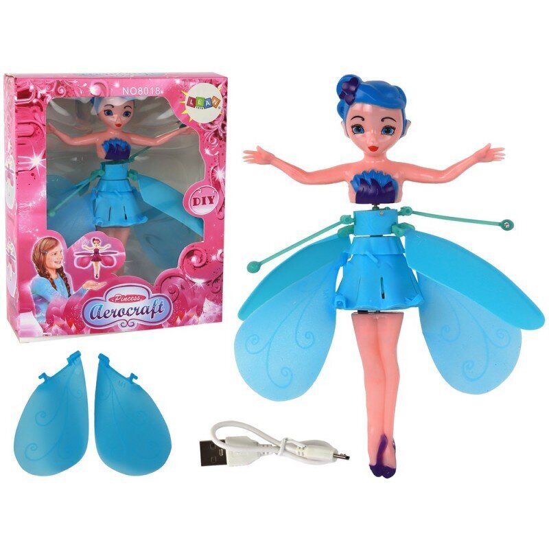 Skraidanti lėlė valdoma ranka Lean Toys, mėlyna kaina ir informacija | Žaislai mergaitėms | pigu.lt