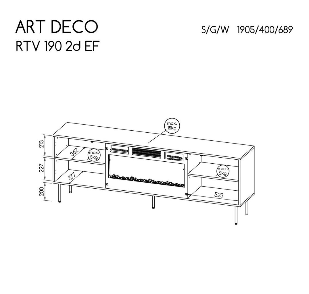 TV staliukas Cama Meble Art Deco, rudas kaina ir informacija | TV staliukai | pigu.lt