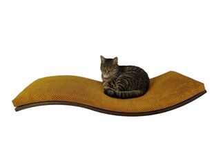 Sieninė lentyna Wood Base Cat Wave, 95 cm kaina ir informacija | Guoliai, pagalvėlės | pigu.lt