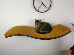Деревянная настенная полка для кошек Wood Base Cat Wave, 95 см цена и информация | Лежаки, домики | pigu.lt