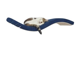 Настенная металлическая полка для кошек Cat's Atelier Wave, 100 см, синяя цена и информация | Лежаки, домики | pigu.lt