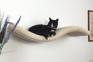 Настенная металлическая полка для кошек Cat's Atelier Wave, 100 см, синяя цена и информация | Лежаки, домики | pigu.lt