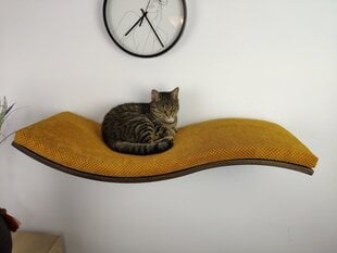 Medinė sieninė lentyna katėms Wave, 95 cm kaina ir informacija | Guoliai, pagalvėlės | pigu.lt