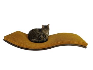 Деревянная настенная полка для кошек Wood Base Cat Wave, 95 см цена и информация | Лежаки, домики | pigu.lt