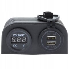 Зарядное Гнездо 2x Usb 2.1a 1a Lcd Woltmeter, Универсальное, Черное, ME Premium цена и информация | Автомобильные электропринадлежности 12V | pigu.lt