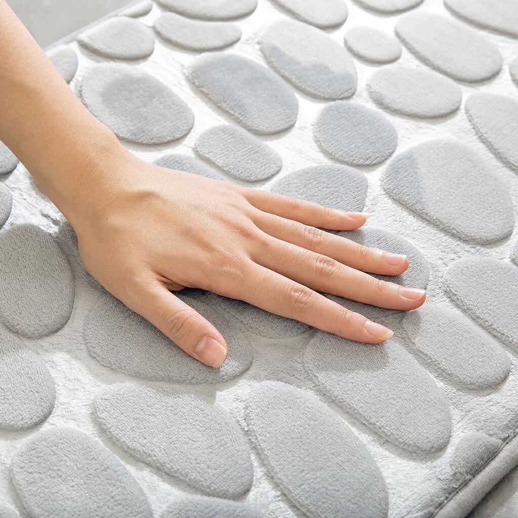 Voniai skirtas kilimėlis 3D, Perf, pilkas kaina ir informacija | Vonios kambario aksesuarai | pigu.lt