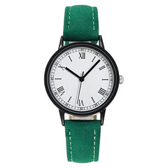 Apvalus kvarcinis laikrodis, žalias kaina ir informacija | Moteriški laikrodžiai | pigu.lt