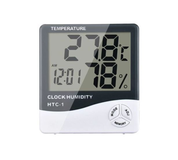 Skaitmeninis termometras - higrometras - laikrodis HTC-1 kaina ir informacija | Meteorologinės stotelės, termometrai | pigu.lt