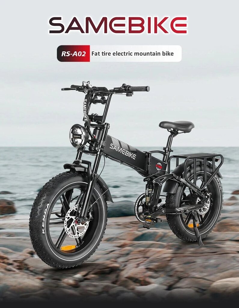 Elektrinis dviratis Samebike RS-A02 20", pilkas kaina ir informacija | Elektriniai dviračiai | pigu.lt