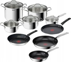 Tefal puodų ir keptuvių rinkinys Duetto+ Intuition B864SA74 G7333855, 14 dalių цена и информация | Кастрюли, скороварки | pigu.lt