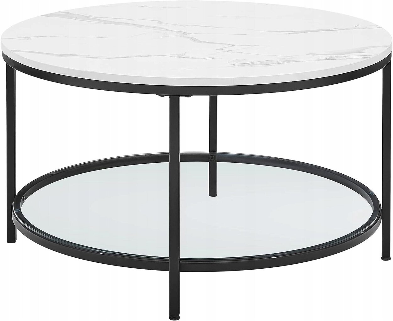 Apvalus stalas Songmics, baltas/juodas цена и информация | Kavos staliukai | pigu.lt