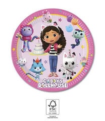 Gabby's Dollhouse Одноразовые бумажные тарелки  (8 шт) 20 cm FSC цена и информация | Праздничная одноразовая посуда | pigu.lt