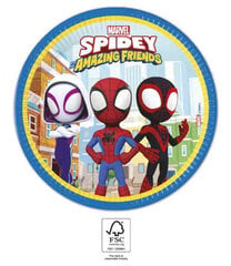 Spidey Spiderman Одноразовые бумажные тарелки  (8 шт) 23 cm FSC цена и информация | Праздничная одноразовая посуда | pigu.lt