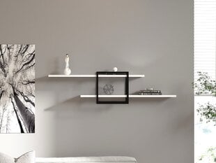 Sieninė lentyna Asir, 120x30x18 cm, balta/juoda kaina ir informacija | Lentynos | pigu.lt
