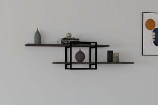 Sieninė lentyna Asir, 120x30x18 cm, pilka/juoda kaina ir informacija | Lentynos | pigu.lt